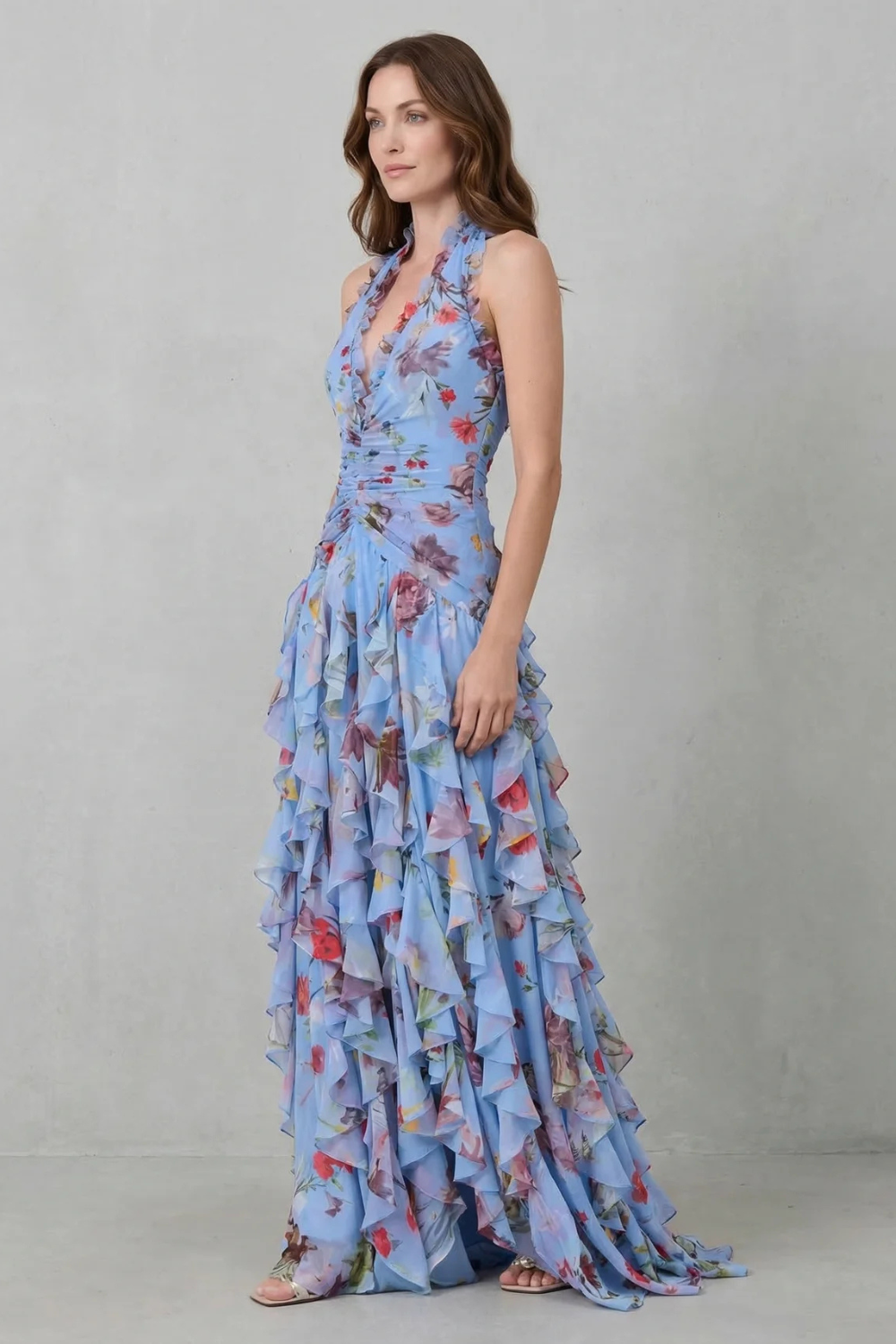 Rosalind | Vestido Cascada de Rosas Románticas con Escote Corazón