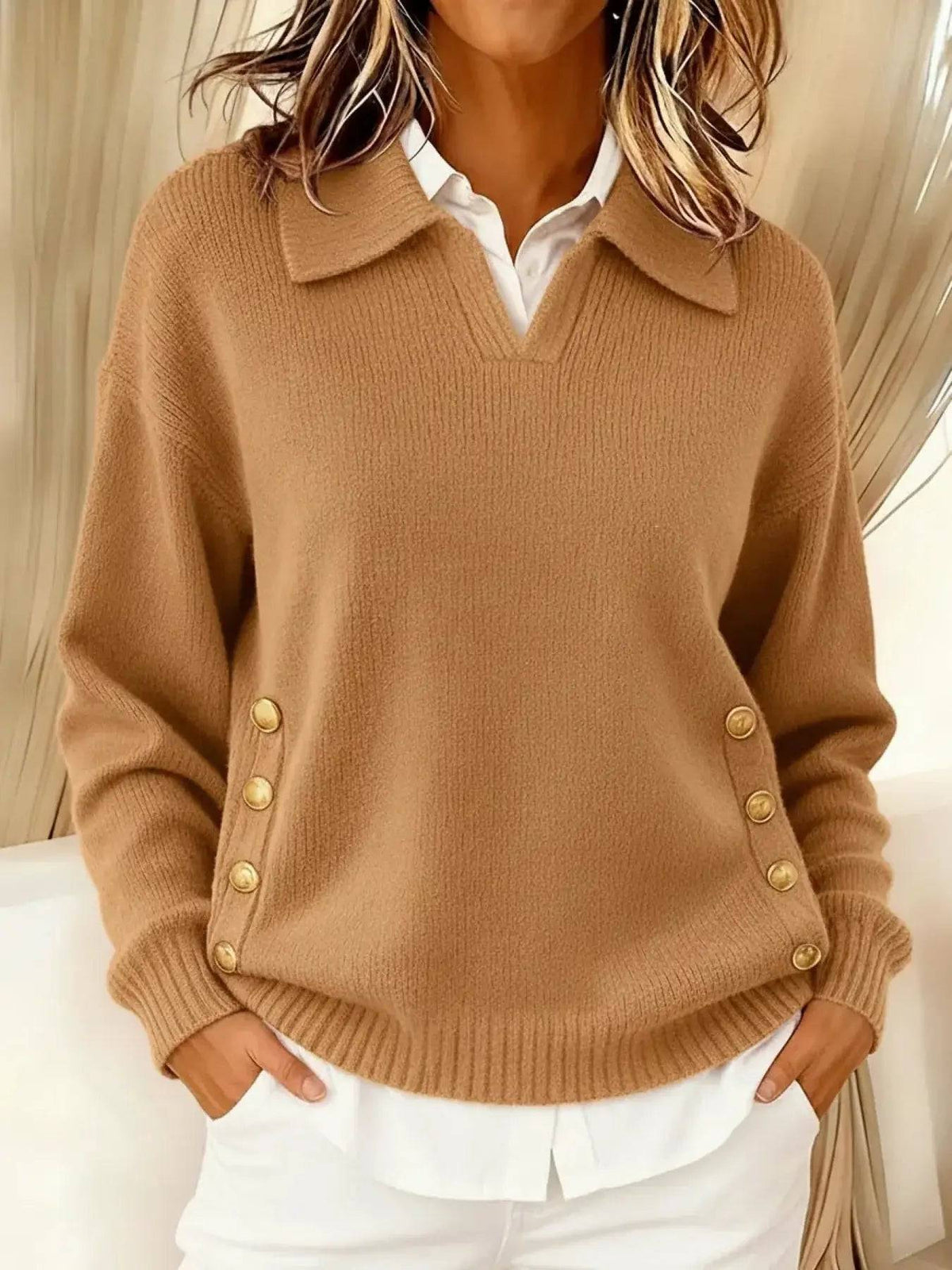Vicenta | Suéter con Cuello Polo y Botones Lara valenti
