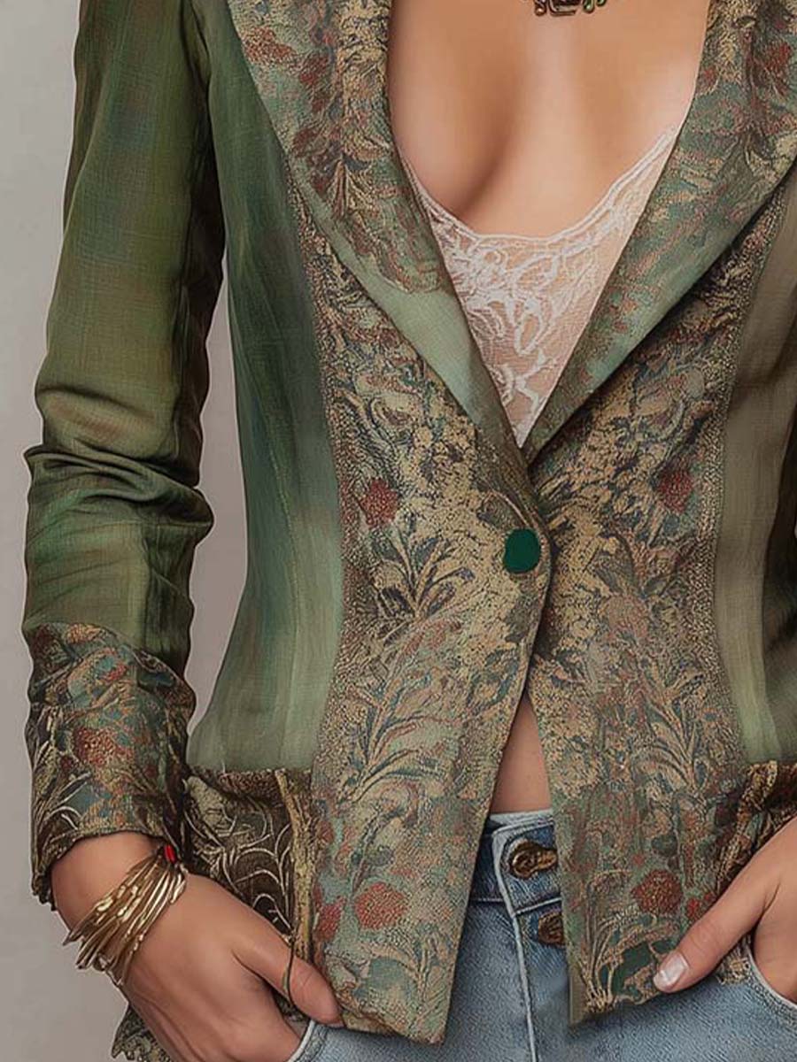 Capucine | Blazer Verde Olivo Floral