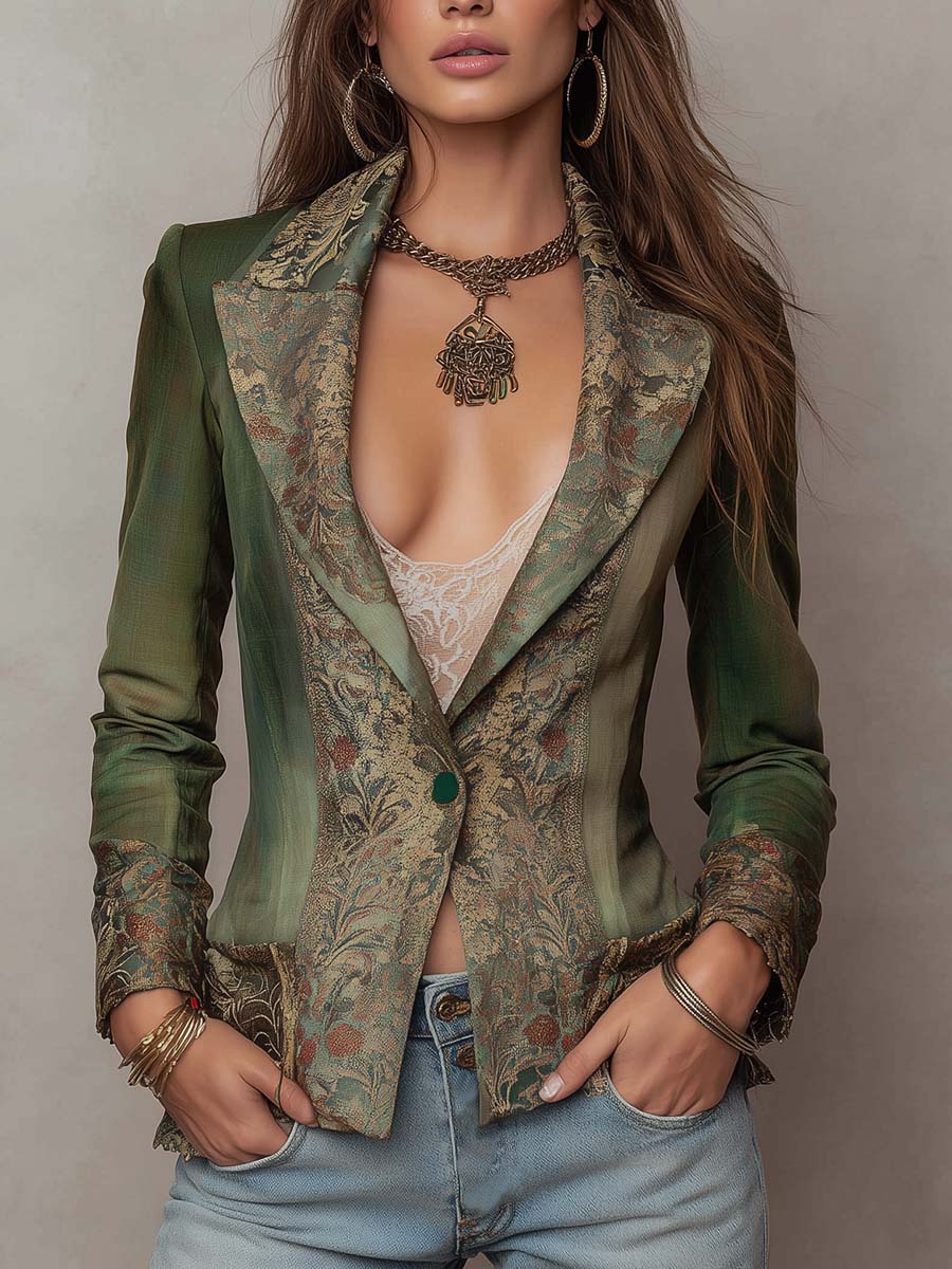 Capucine | Blazer Verde Olivo Floral