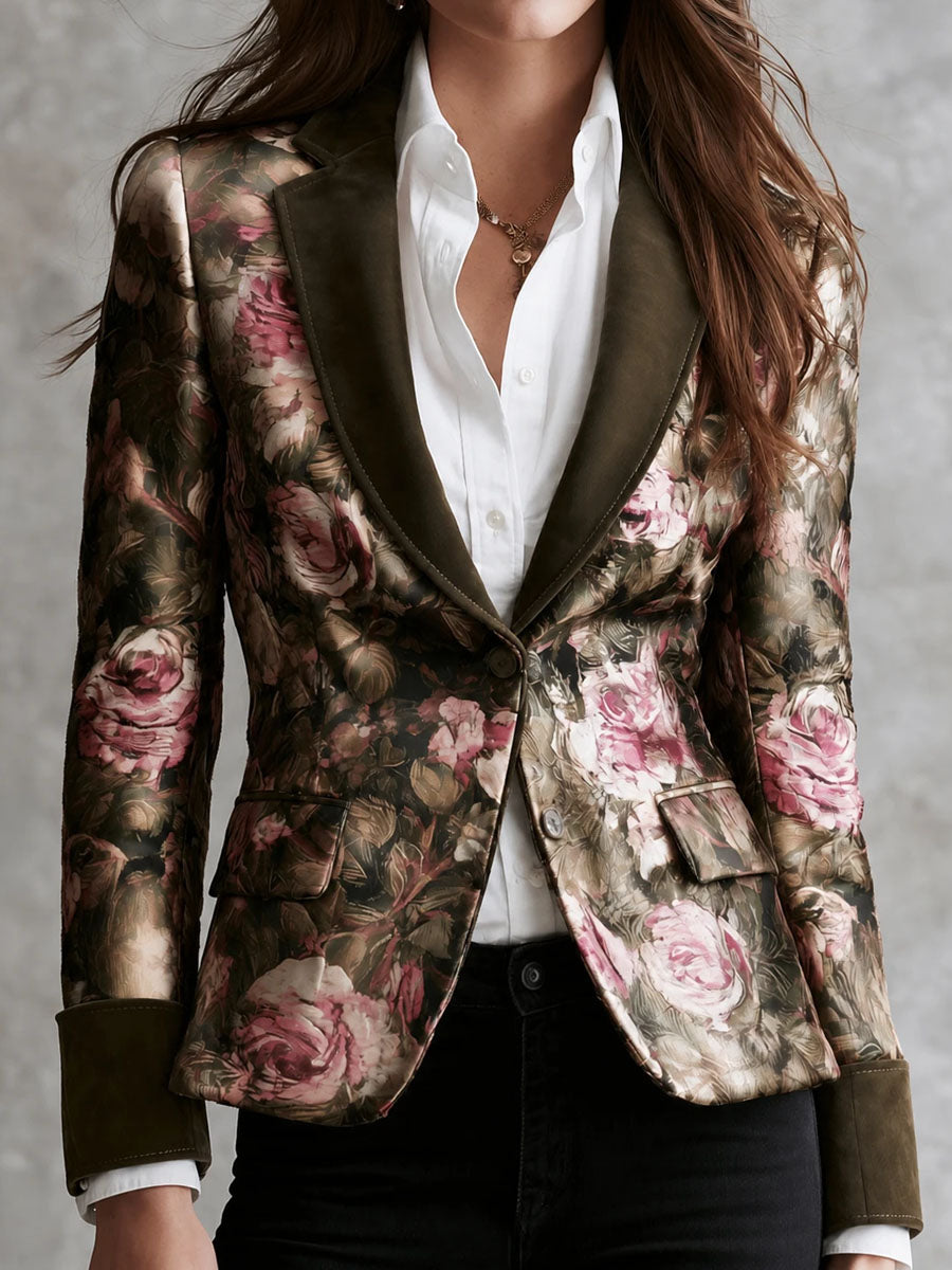 Sylvie | Blazer de Gamuza con Rosas