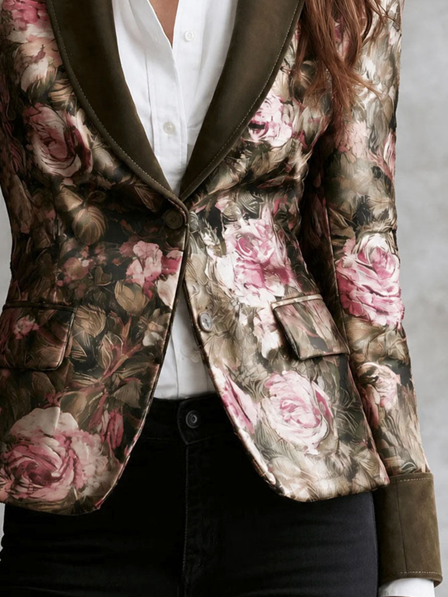 Sylvie | Blazer de Gamuza con Rosas