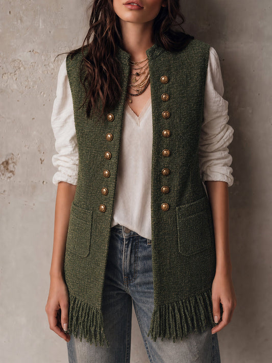 Chaleco con Flecos Olive Nomad