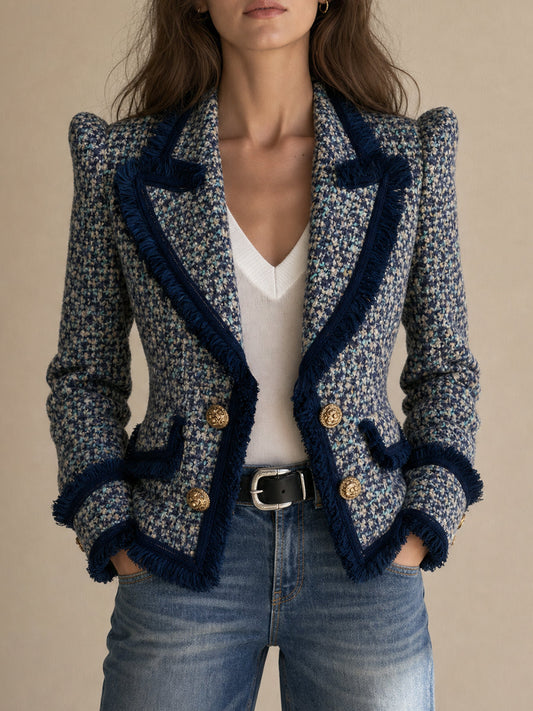 Margaux | Blazer Negro con Flecos