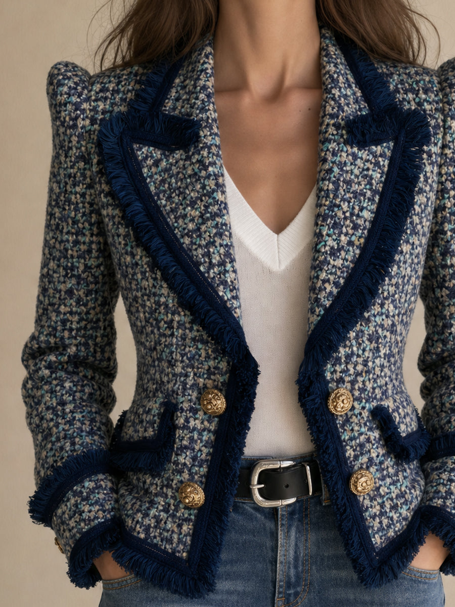 Margaux | Blazer Negro con Flecos