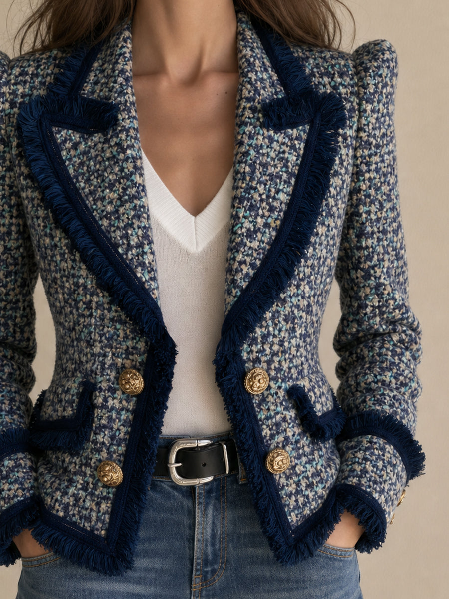 Margaux | Blazer Negro con Flecos