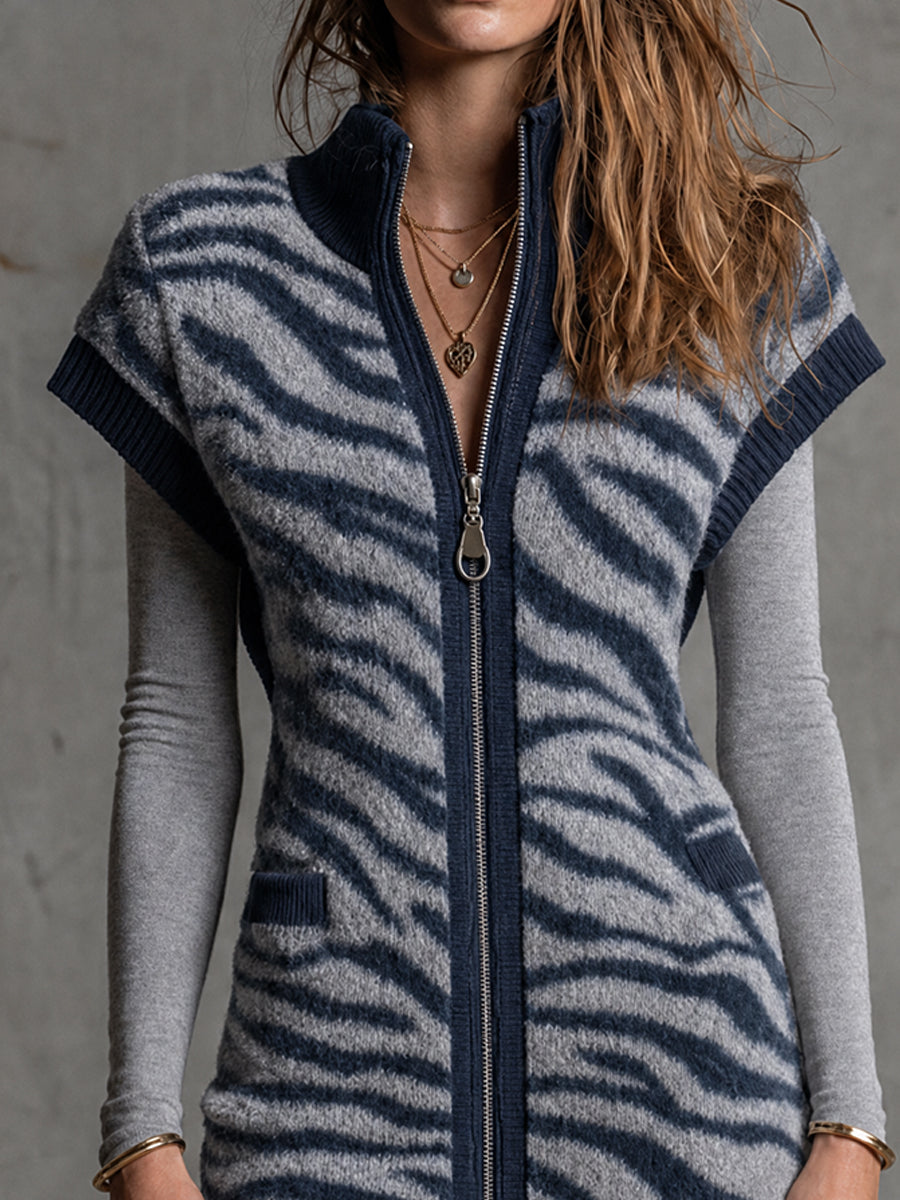Chaleco de Punto Cebra Indigo Nomad