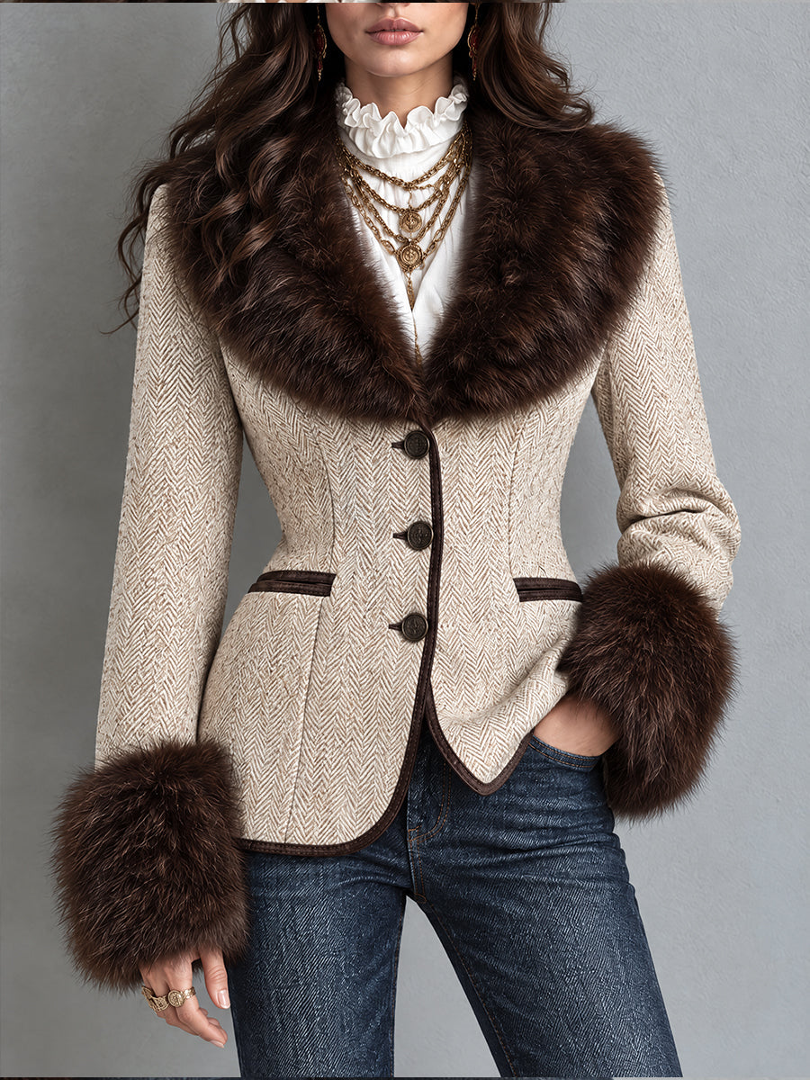 Hortense | Blazer de Espiga con Peluche