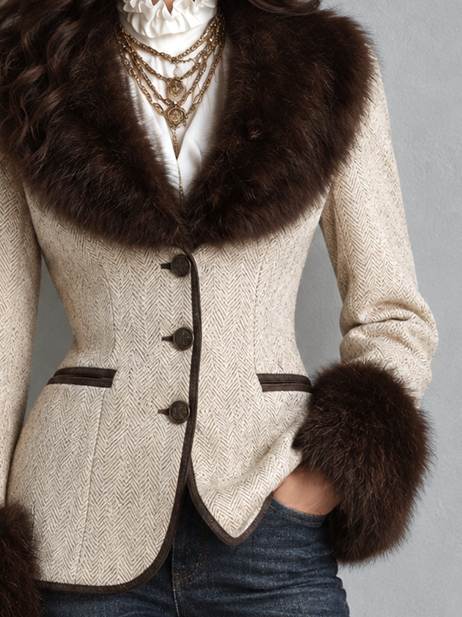 Hortense | Blazer de Espiga con Peluche