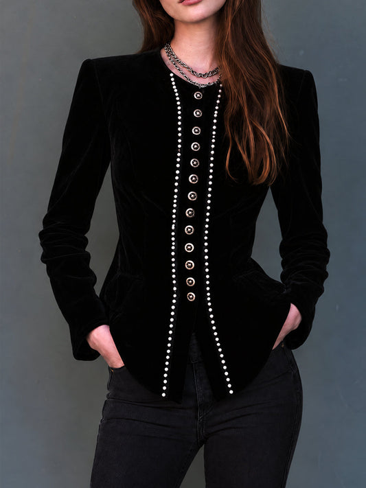 Perrine | Blazer de Terciopelo con Perlas