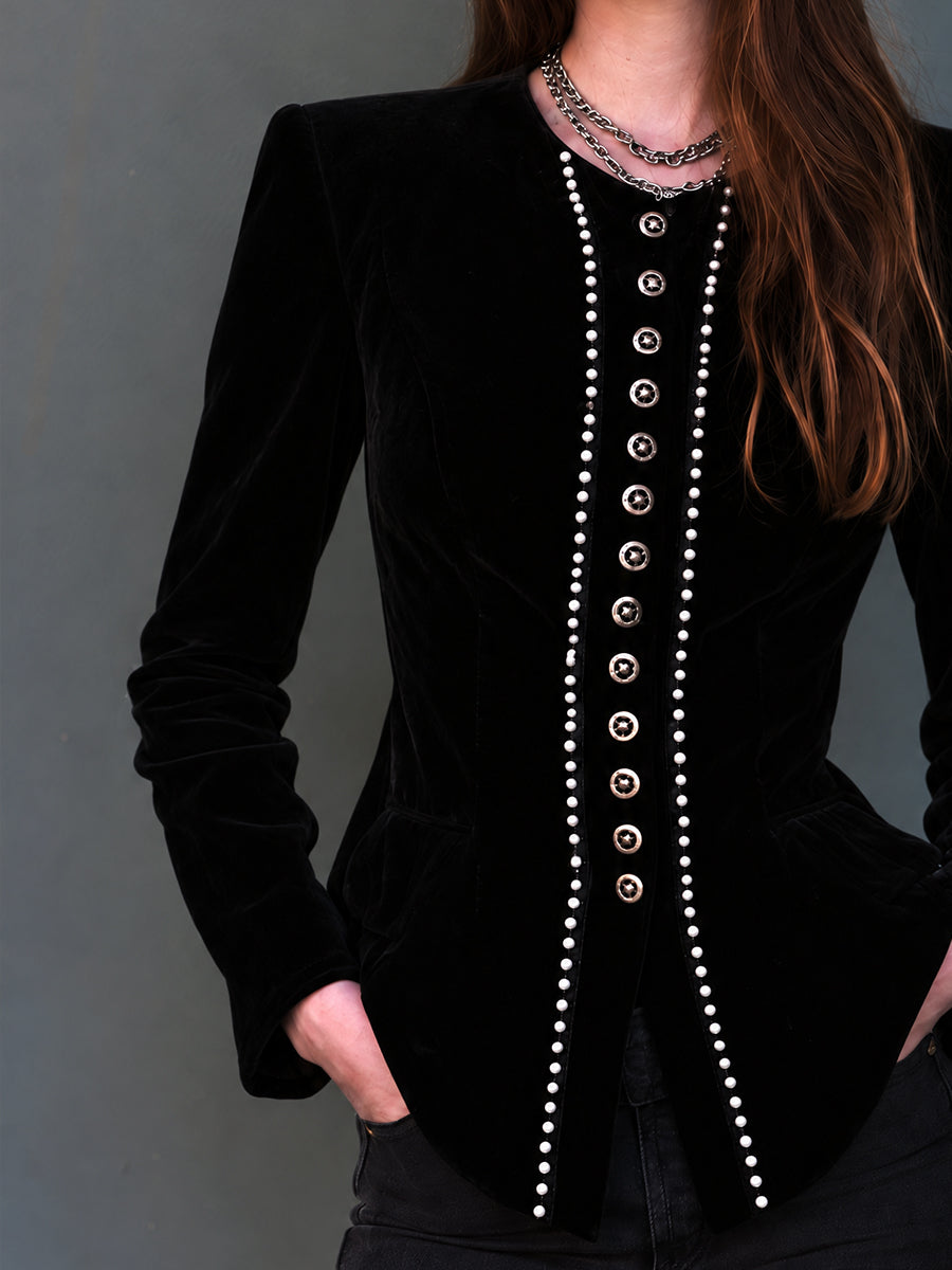 Perrine | Blazer de Terciopelo con Perlas