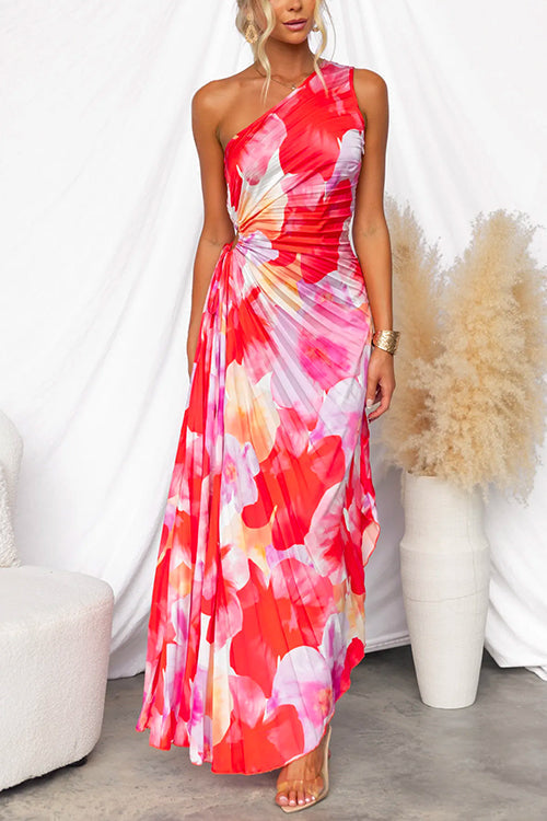 Yasmin | Vestido Plisado de Un Hombro