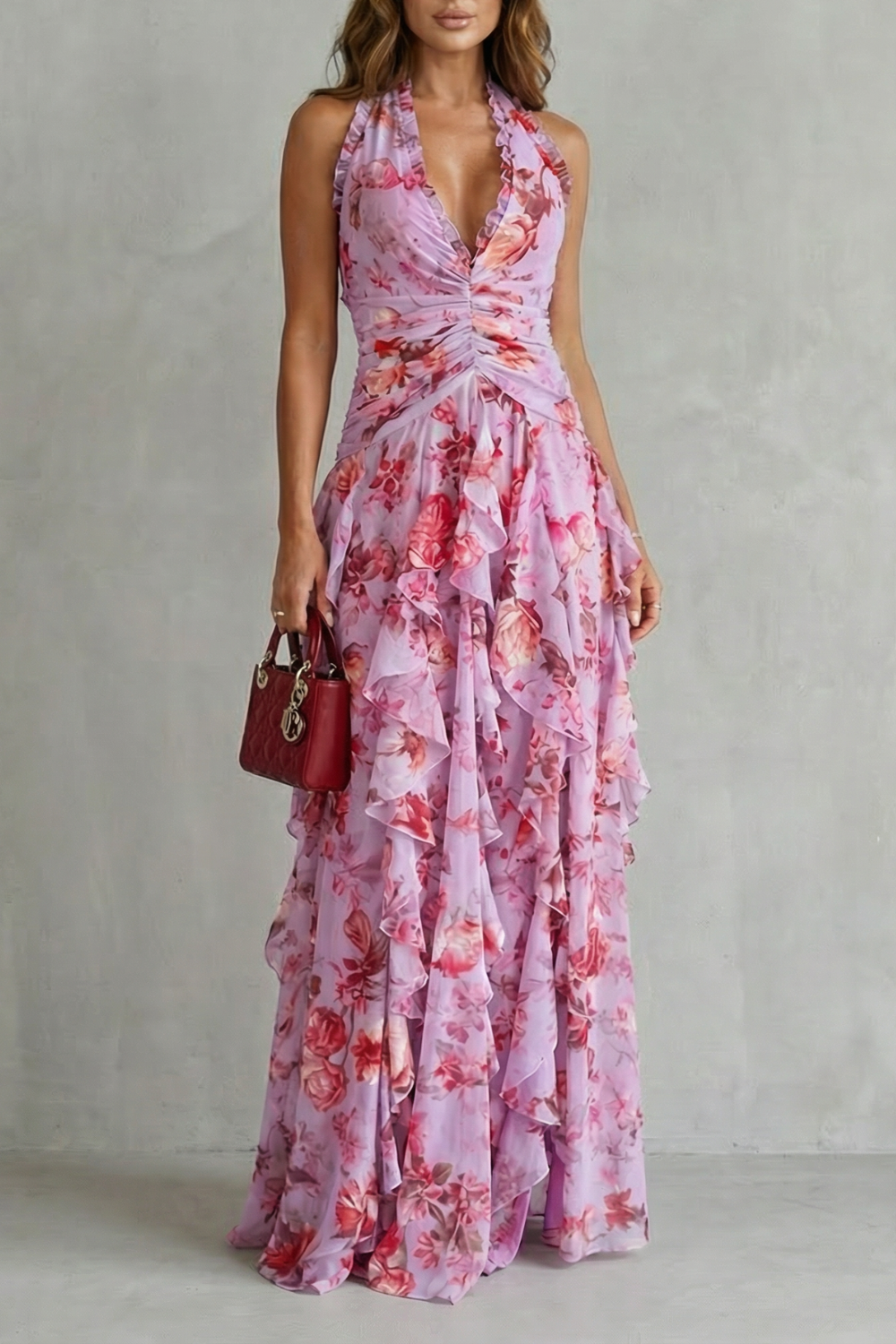 Rosalind | Vestido Cascada de Rosas Románticas con Escote Corazón