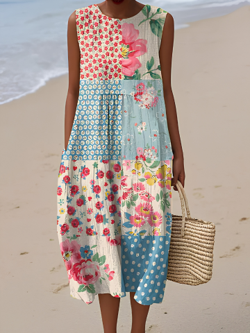 Anna™ Midi Patchwork Dress