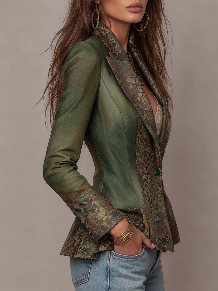 Capucine | Blazer Verde Olivo Floral