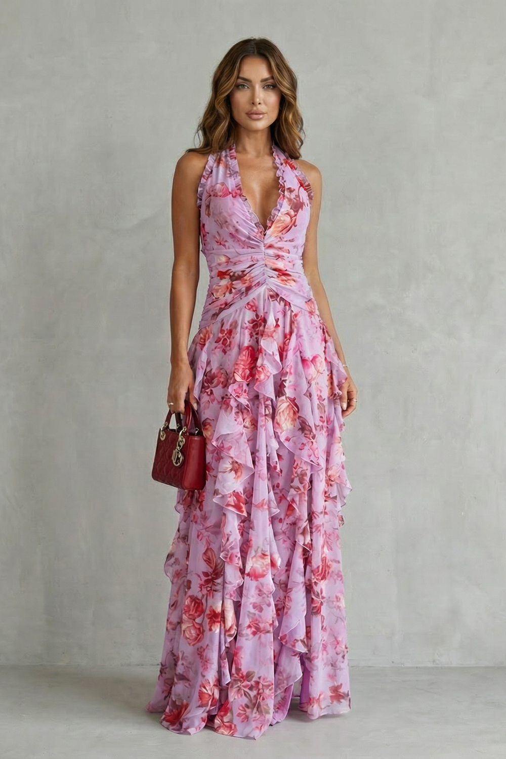 Rosalind | Vestido Cascada de Rosas Románticas con Escote Corazón