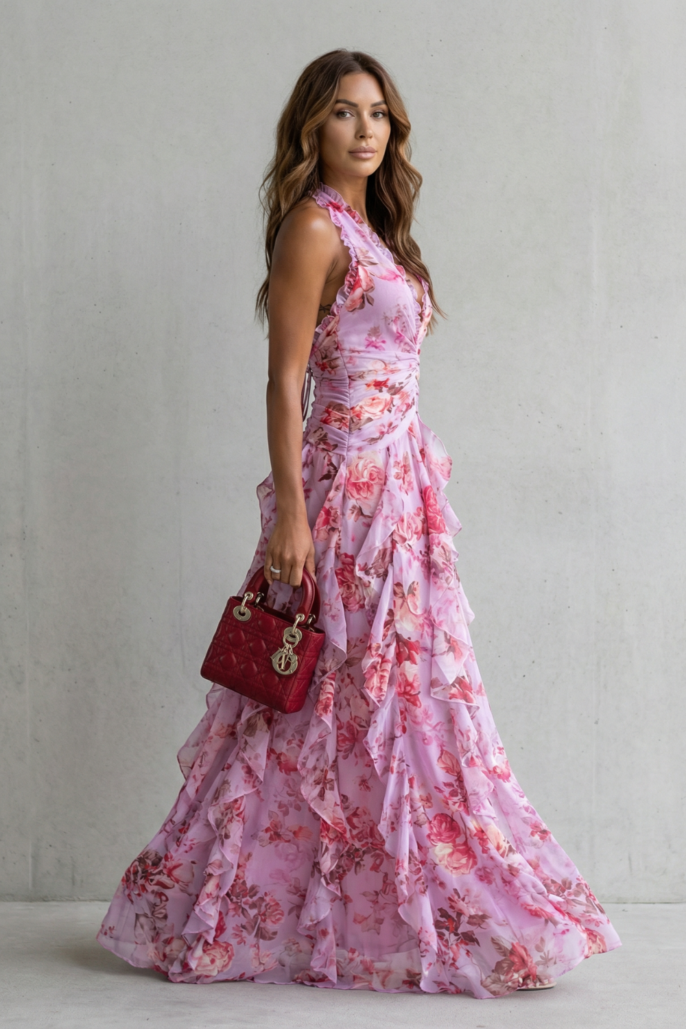 Rosalind | Vestido Cascada de Rosas Románticas con Escote Corazón