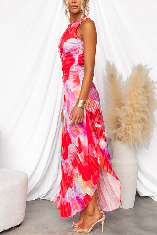 Yasmin | Vestido Plisado de Un Hombro