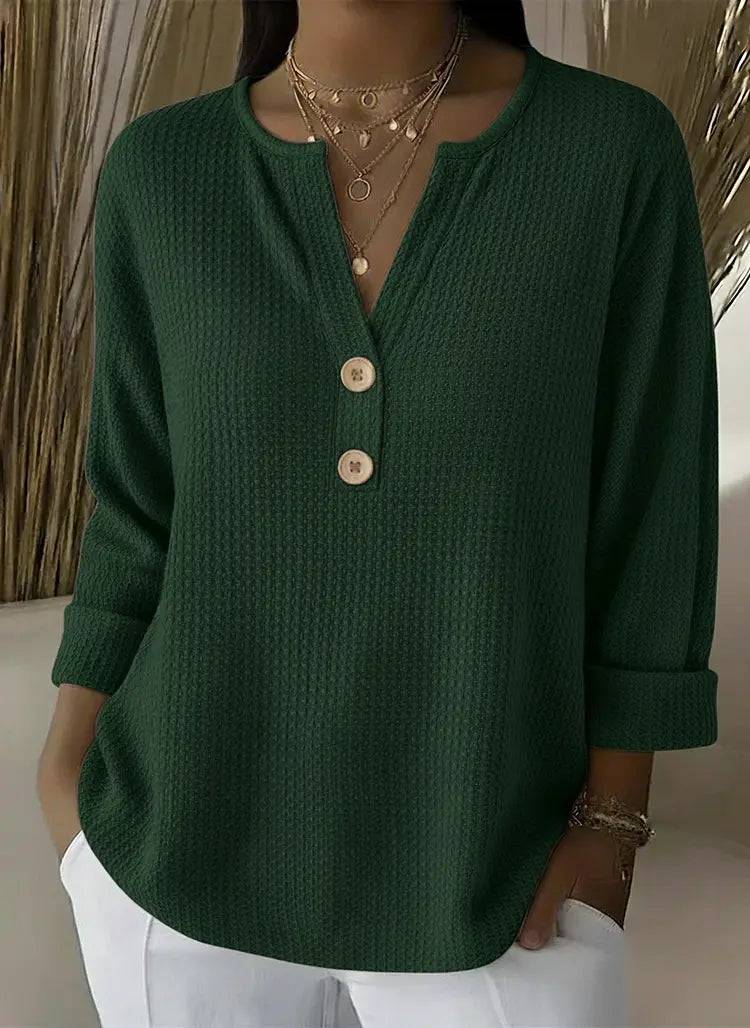 Lucía | Playera Henley Gofrada con Botones Lara valenti