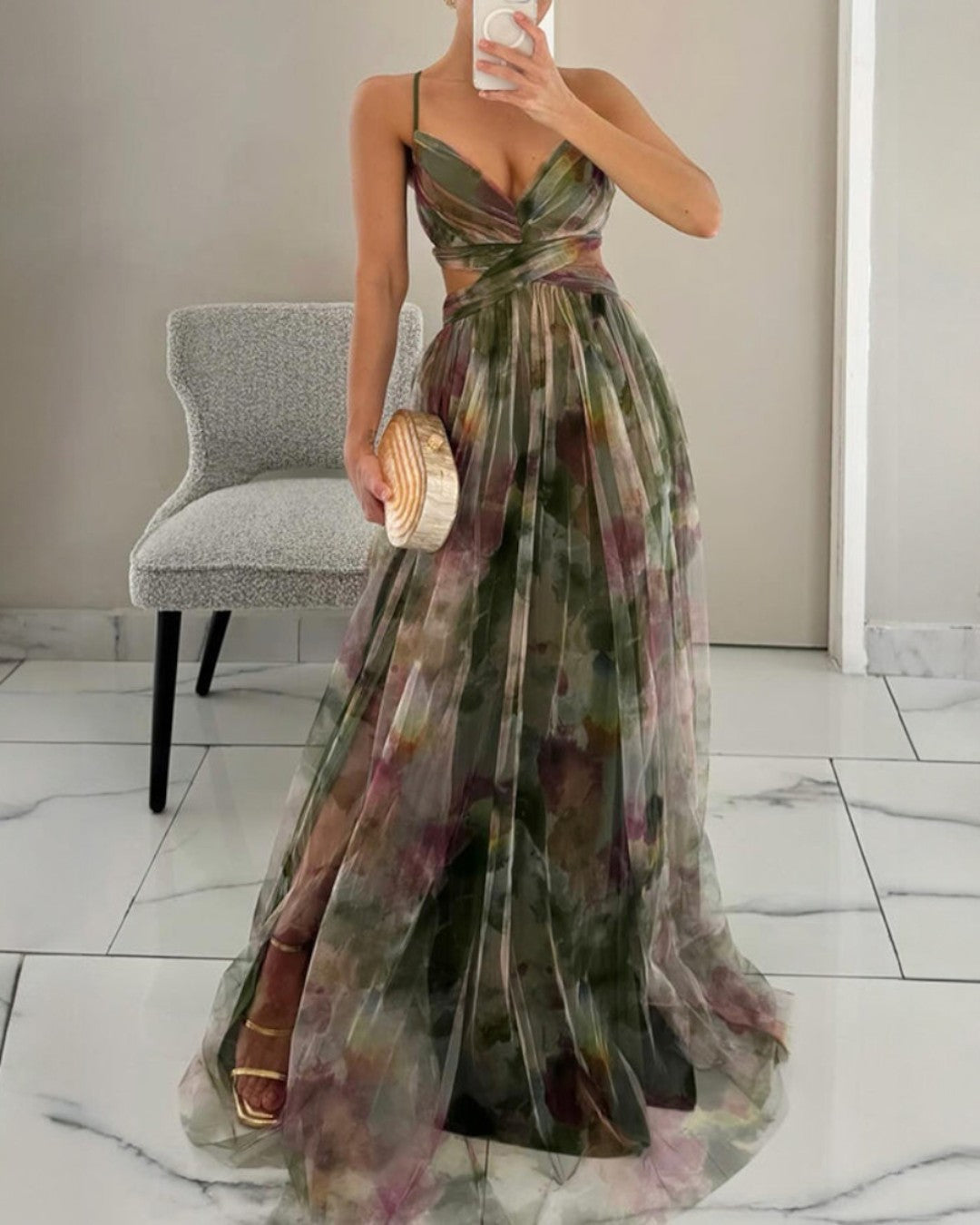 Giselle | Vestido Largo con Estampado Floral Encantador