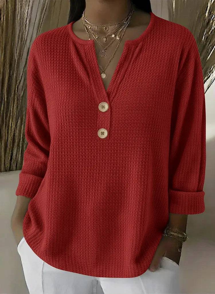 Lucía | Playera Henley Gofrada con Botones Lara valenti