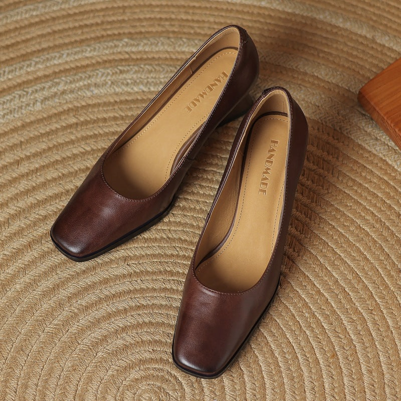 Square-Toed Leather Ankle Boots Oriel