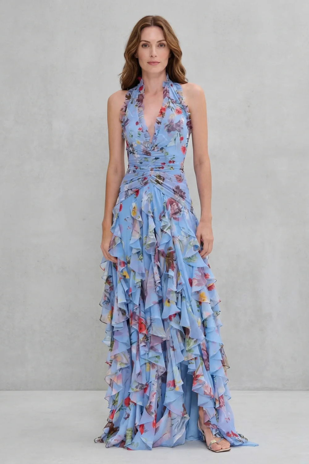 Rosalind | Vestido Cascada de Rosas Románticas con Escote Corazón