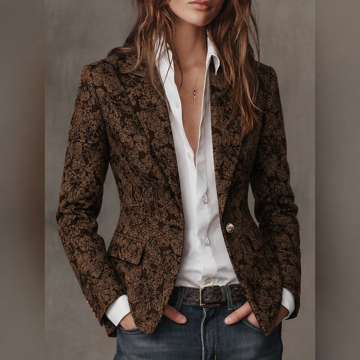 Estelle | Blazer Jacquard de Cachemira Entallado