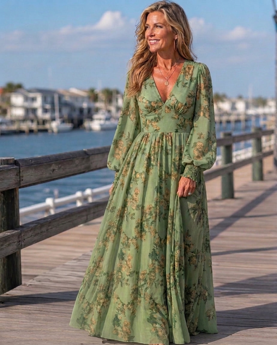 Lillian | Vestido Largo Floral Fluido