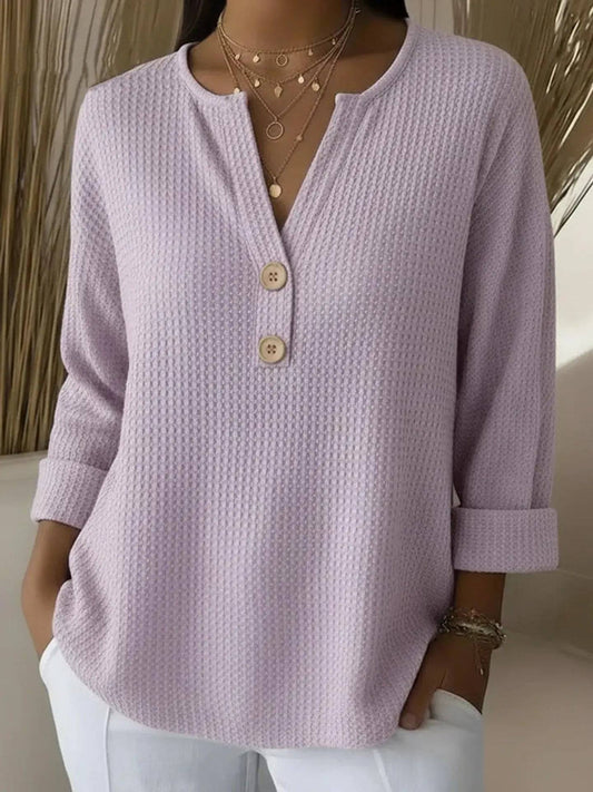 Lucía | Playera Henley Gofrada con Botones Lara valenti