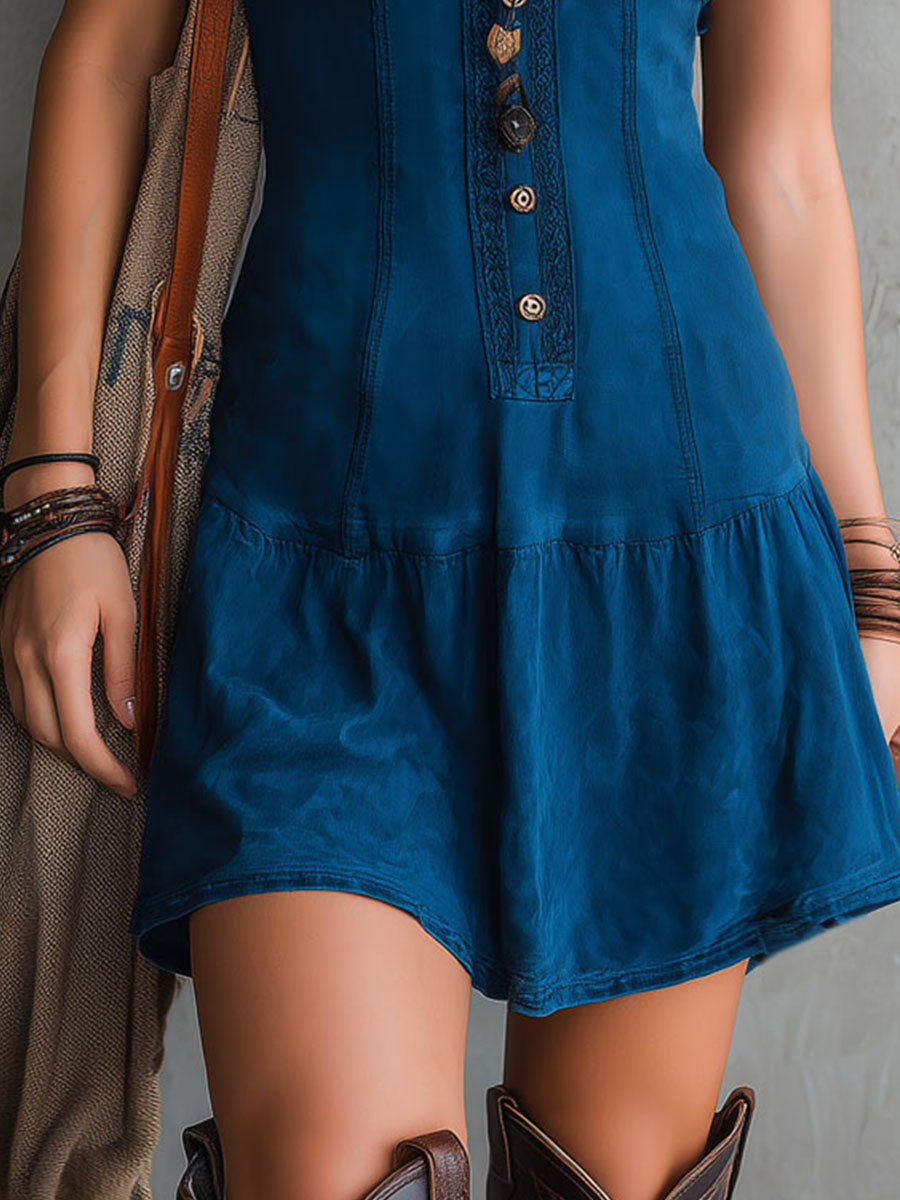 Vestido corto sin mangas con escote en V