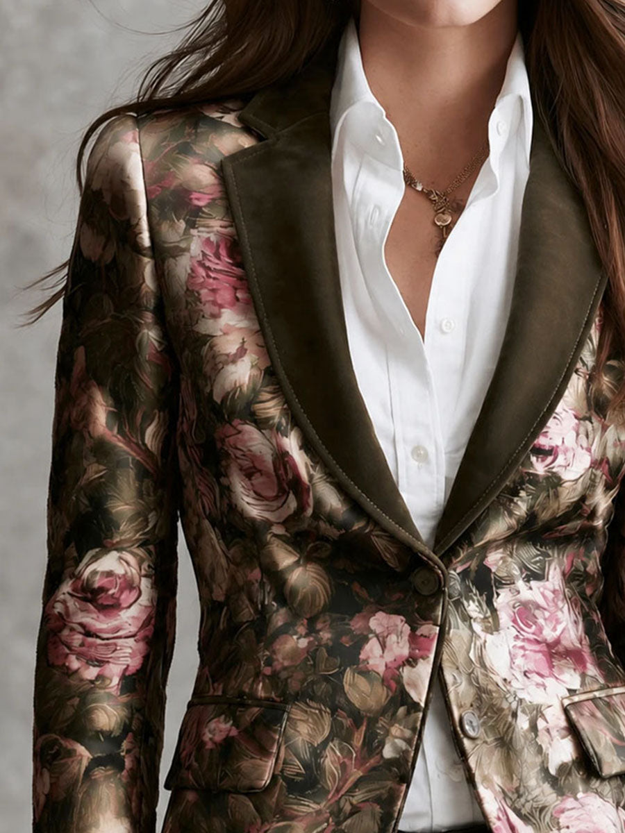 Sylvie | Blazer de Gamuza con Rosas