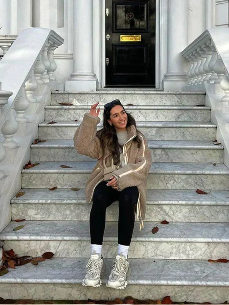 Silvana | Chamarra Teddy Oversize Cuello Alto