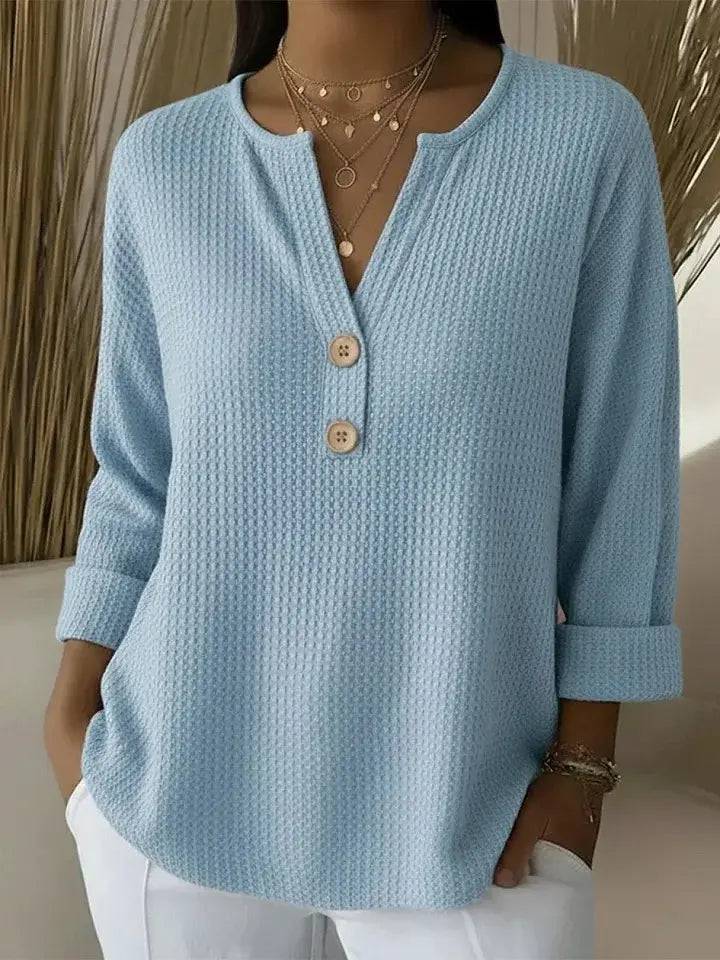 Lucía | Playera Henley Gofrada con Botones Lara valenti