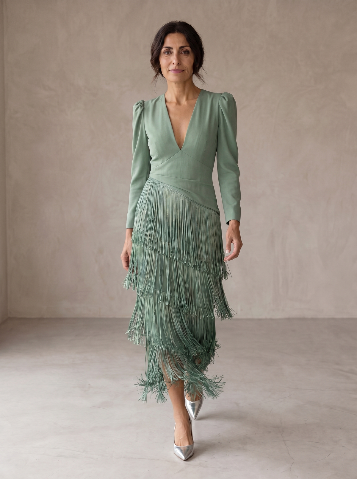 Clara | Vestido Elegante con Mangas de Flecos