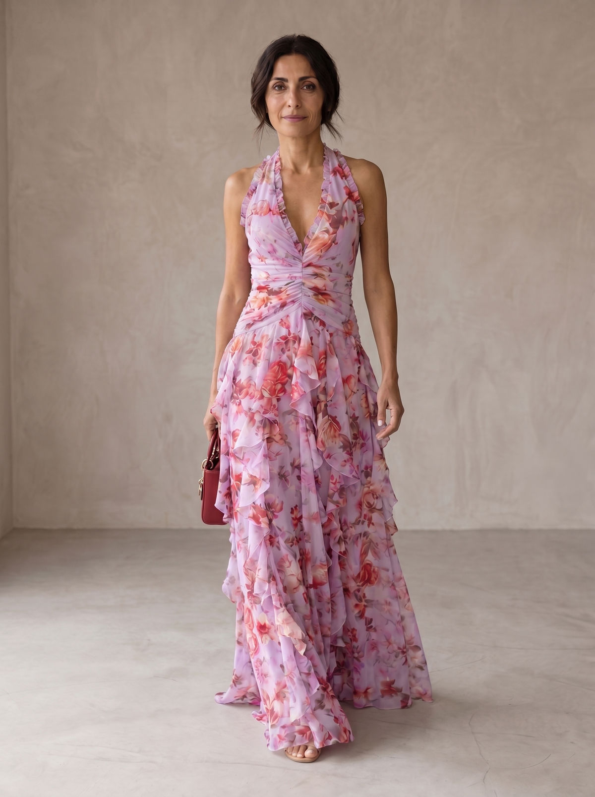 Rosalind | Vestido Cascada de Rosas Románticas con Escote Corazón