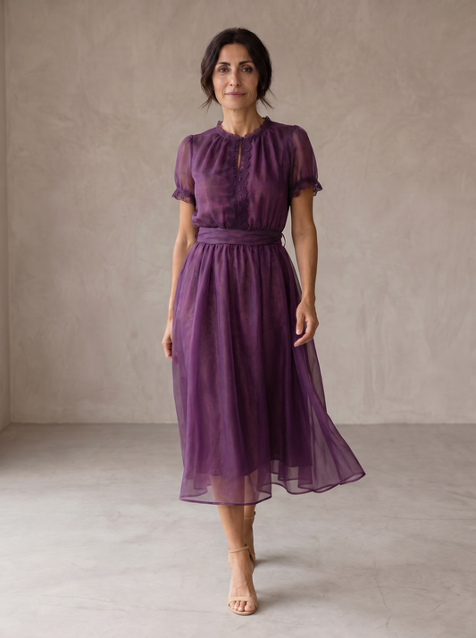 Florence | Vestido Largo con Escote Corazón y Encaje de Chifón