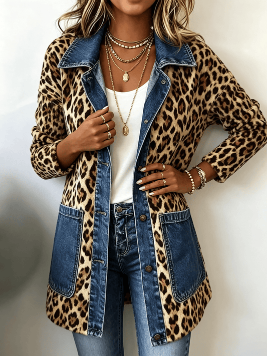 Lorena | Chaqueta Larga de Leopardo con Vaquero