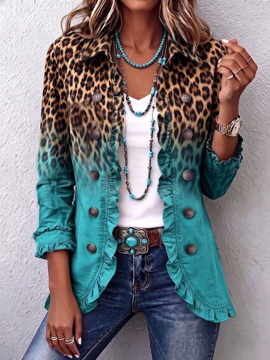 Cassandre | Blazer Animal Print Degradado con Volantes